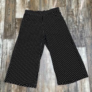 Black and white polka dot wide-leg pants
